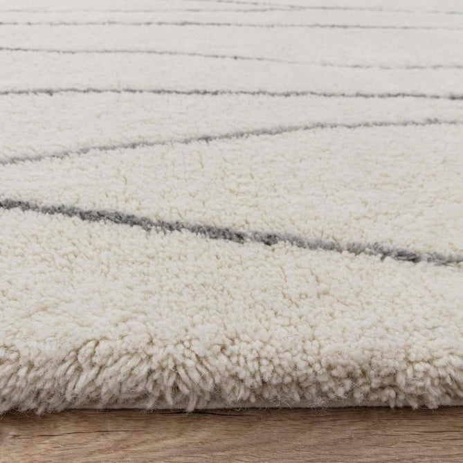 Washable Azera Rhombus Modern Moroccan Berber Hand-Woven Textured Soft Plush Mid-Height Wool Shaggy Cream/Stone Grey Rug-Asiatic Carpets-Rug Love - The Most Loved Rug Store