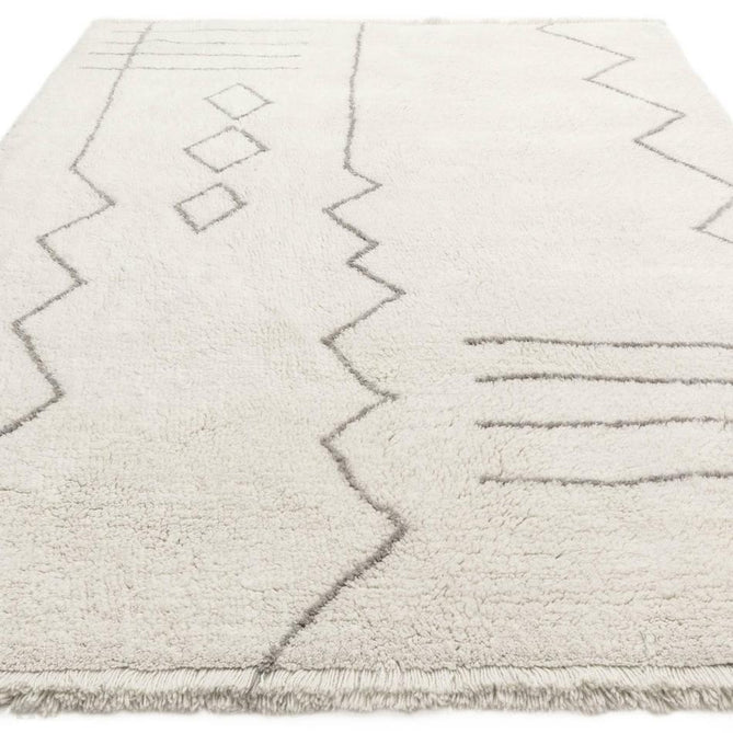 Washable Azera Tribal Modern Moroccan Berber Hand-Woven Textured Soft Plush Mid-Height Wool Shaggy Cream/Stone Grey Rug-Asiatic Carpets-Rug Love - The Most Loved Rug Store