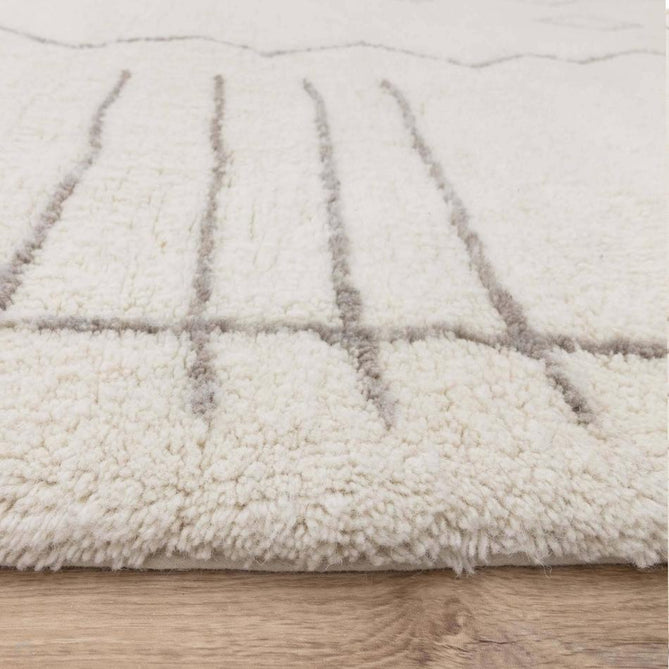 Washable Azera Tribal Modern Moroccan Berber Hand-Woven Textured Soft Plush Mid-Height Wool Shaggy Cream/Stone Grey Rug-Asiatic Carpets-Rug Love - The Most Loved Rug Store