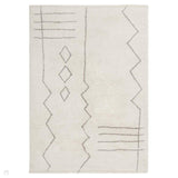 Washable Azera Tribal Modern Moroccan Berber Hand-Woven Textured Soft Plush Mid-Height Wool Shaggy Cream/Stone Grey Rug