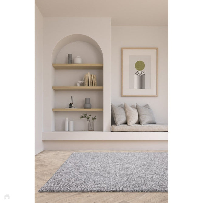 Washable Boden Modern Plain Bobble Textured Durable Soft-Touch Tonal Space-Dyed Polyester Lopped Pile Flatweave Grey Rug-Asiatic Carpets-Rug Love - The Most Loved Rug Store