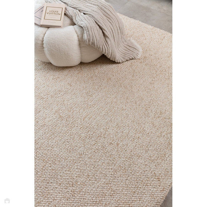 Washable Boden Modern Plain Bobble Textured Durable Soft-Touch Tonal Space-Dyed Polyester Lopped Pile Flatweave Ivory Rug-Asiatic Carpets-Rug Love - The Most Loved Rug Store