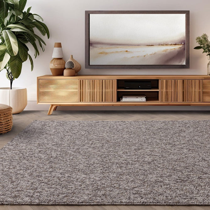 Washable Boden Modern Plain Bobble Textured Durable Soft-Touch Tonal Space-Dyed Polyester Lopped Pile Flatweave Stone Grey Rug-Asiatic Carpets-Rug Love - The Most Loved Rug Store
