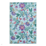 Washable Catherine Lansfield Amaya Tropical Birds Purple Lightweight Printed Polyester Flatweave Rug