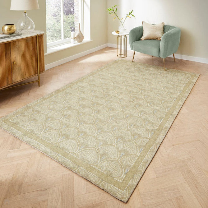 Washable Catherine Lansfield Deco Peacock Green Lightweight Printed Polyester Flatweave Rug-Think Rugs-Rug Love - The Most Loved Rug Store
