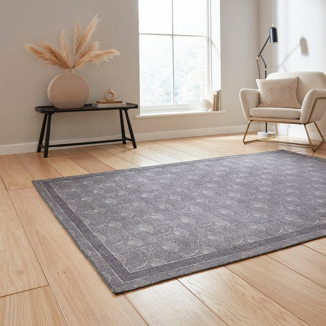 Washable Catherine Lansfield Deco Peacock Grey Lightweight Printed Polyester Flatweave Rug-Think Rugs-Rug Love - The Most Loved Rug Store