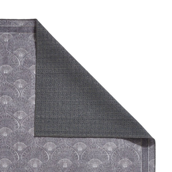 Washable Catherine Lansfield Deco Peacock Grey Lightweight Printed Polyester Flatweave Rug-Think Rugs-Rug Love - The Most Loved Rug Store