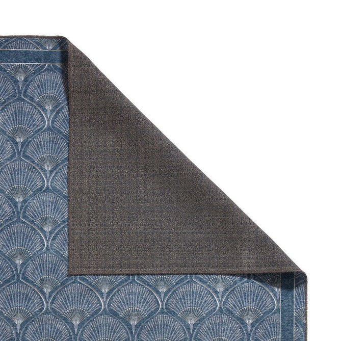 Washable Catherine Lansfield Deco Peacock Lightweight Printed Polyester Flatweave Blue Rug-Think Rugs-Rug Love - The Most Loved Rug Store