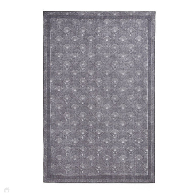 Washable Catherine Lansfield Deco Peacock Lightweight Printed Polyester Flatweave Grey Rug-Think Rugs-Rug Love - The Most Loved Rug Store