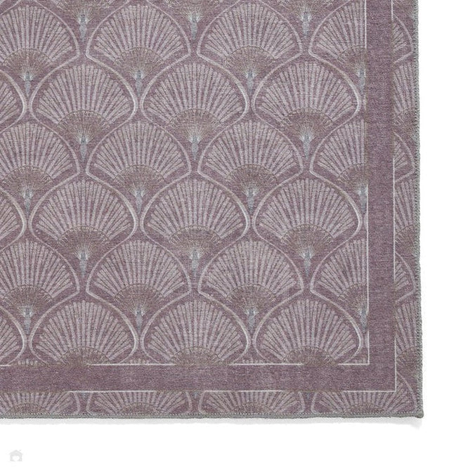 Washable Catherine Lansfield Deco Peacock Lightweight Printed Polyester Flatweave Lilac Rug-Think Rugs-Rug Love - The Most Loved Rug Store