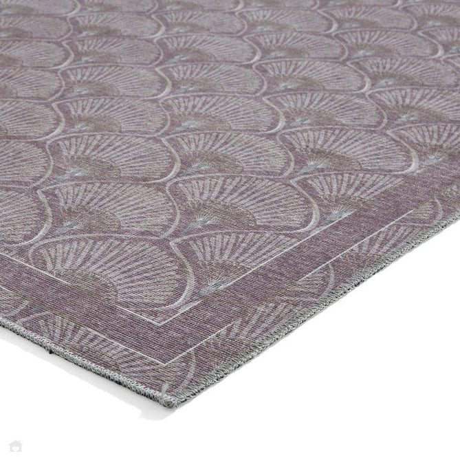 Washable Catherine Lansfield Deco Peacock Lightweight Printed Polyester Flatweave Lilac Rug-Think Rugs-Rug Love - The Most Loved Rug Store