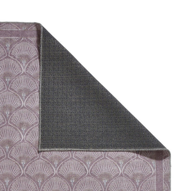 Washable Catherine Lansfield Deco Peacock Lightweight Printed Polyester Flatweave Lilac Rug-Think Rugs-Rug Love - The Most Loved Rug Store