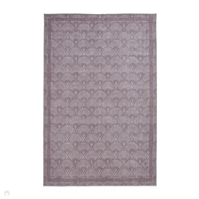 Washable Catherine Lansfield Deco Peacock Lightweight Printed Polyester Flatweave Lilac Rug-Think Rugs-Rug Love - The Most Loved Rug Store