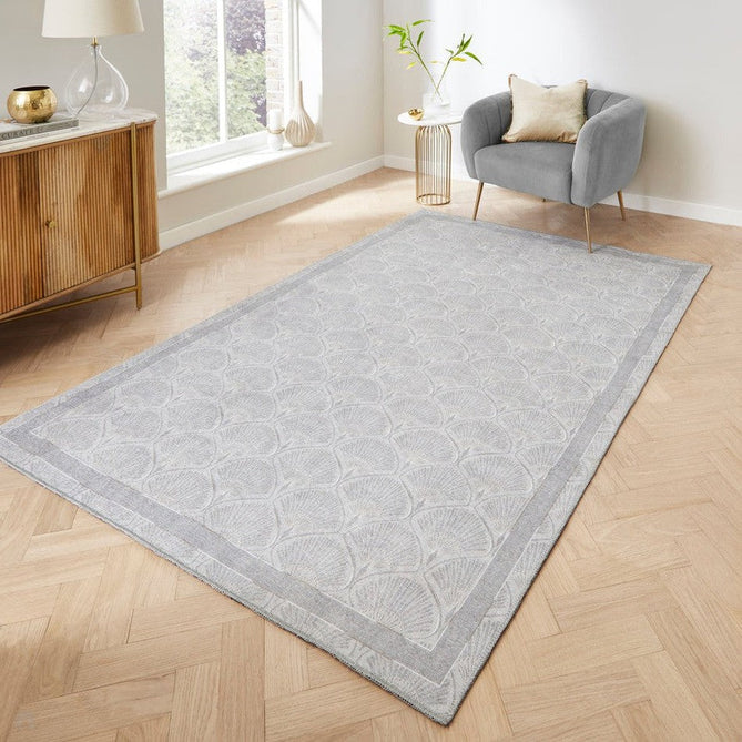 Washable Catherine Lansfield Deco Peacock Lightweight Printed Polyester Flatweave Silver Rug-Think Rugs-Rug Love - The Most Loved Rug Store