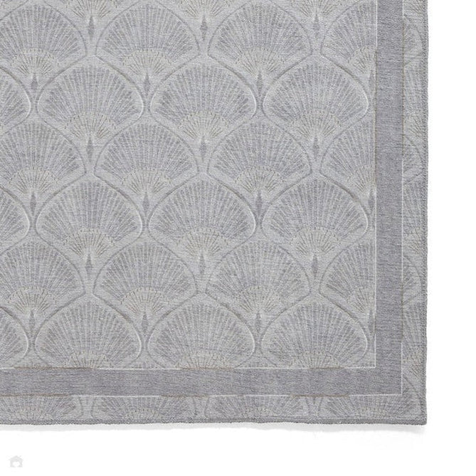 Washable Catherine Lansfield Deco Peacock Lightweight Printed Polyester Flatweave Silver Rug-Think Rugs-Rug Love - The Most Loved Rug Store