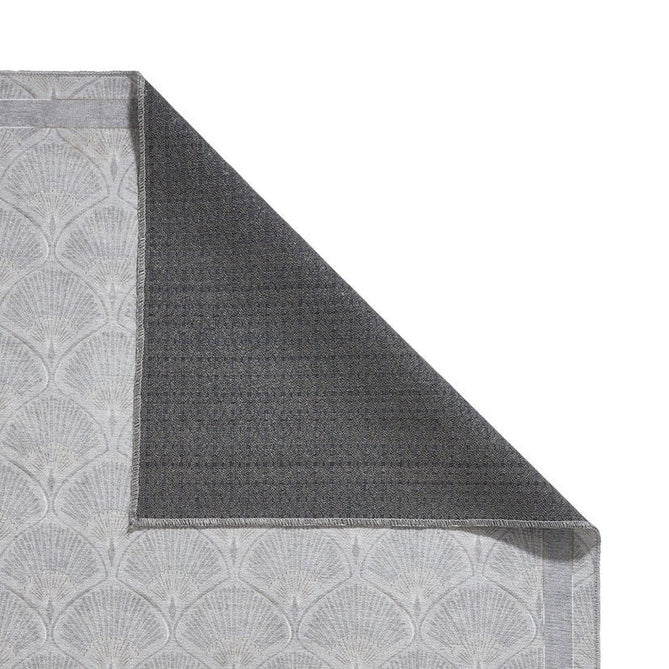 Washable Catherine Lansfield Deco Peacock Lightweight Printed Polyester Flatweave Silver Rug-Think Rugs-Rug Love - The Most Loved Rug Store