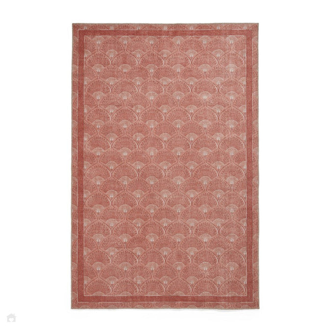 Washable Catherine Lansfield Deco Peacock Lightweight Printed Polyester Flatweave Terracotta Rug-Think Rugs-Rug Love - The Most Loved Rug Store