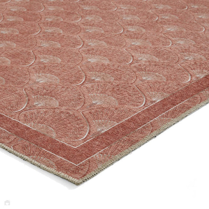 Washable Catherine Lansfield Deco Peacock Terracotta Lightweight Printed Polyester Flatweave Rug-Think Rugs-Rug Love - The Most Loved Rug Store