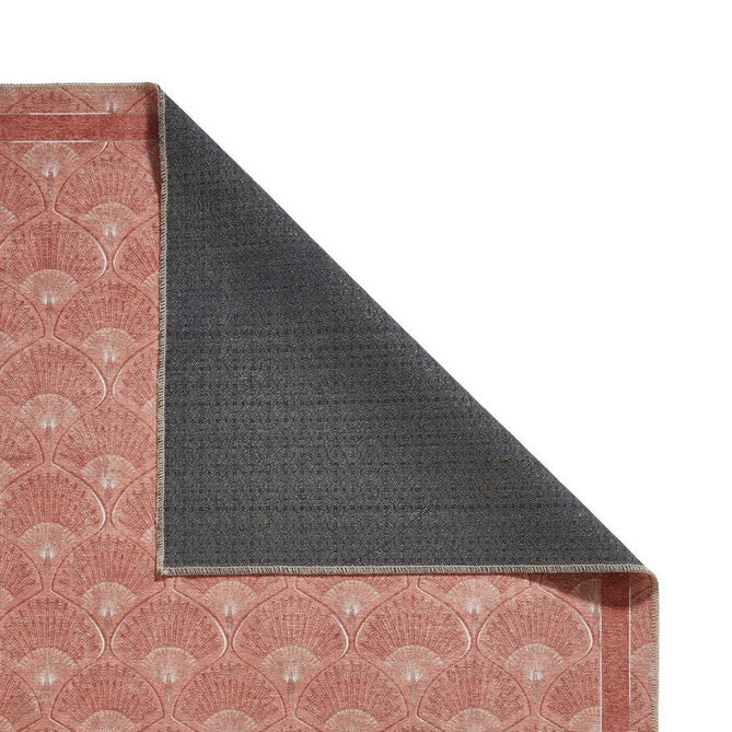 Washable Catherine Lansfield Deco Peacock Terracotta Lightweight Printed Polyester Flatweave Rug-Think Rugs-Rug Love - The Most Loved Rug Store