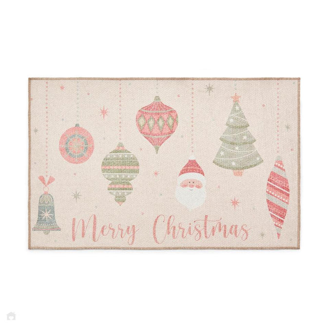 Washable Christmas Baubles Red/Green Flatweave Rug-Think Rugs-Rug Love - The Most Loved Rug Store