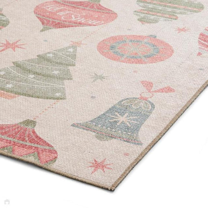Washable Christmas Baubles Red/Green Flatweave Rug-Think Rugs-Rug Love - The Most Loved Rug Store