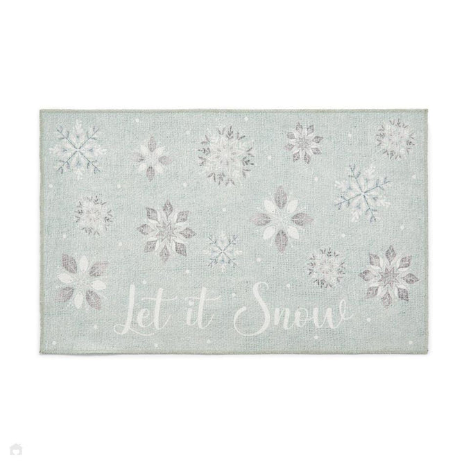 Washable Christmas Snow Flakes Duck Egg Flatweave Rug-Think Rugs-Rug Love - The Most Loved Rug Store