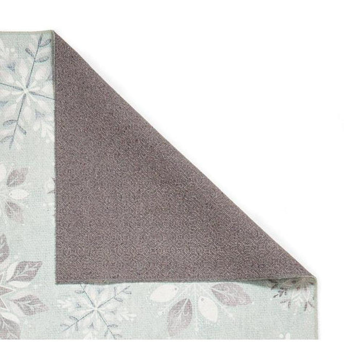 Washable Christmas Snow Flakes Duck Egg Flatweave Rug-Think Rugs-Rug Love - The Most Loved Rug Store