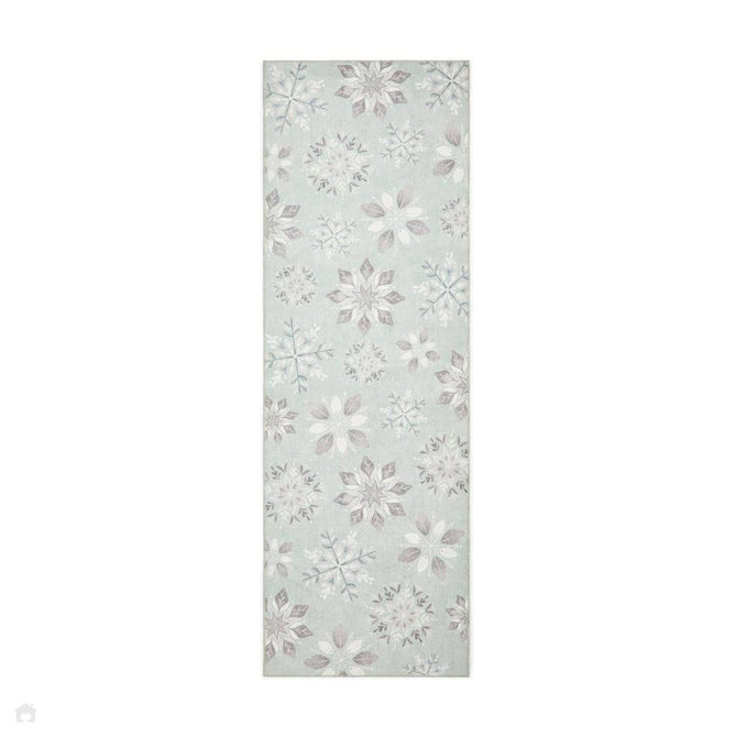 Washable Christmas Snow Flakes Duck Egg Flatweave Rug-Think Rugs-Rug Love - The Most Loved Rug Store