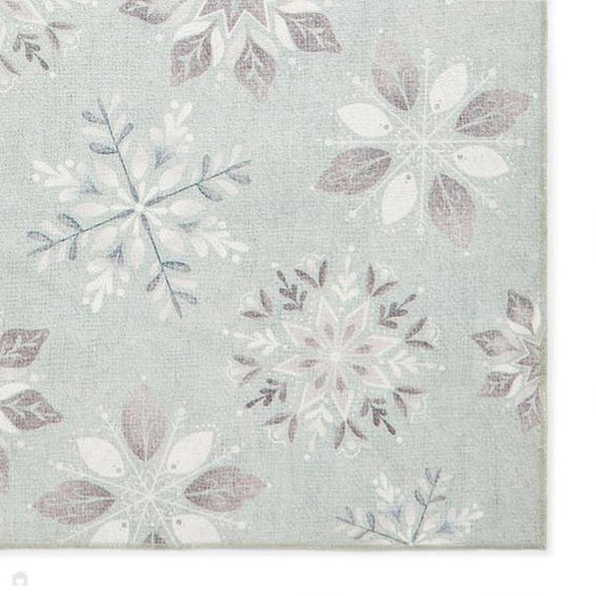 Washable Christmas Snow Flakes Duck Egg Flatweave Rug-Think Rugs-Rug Love - The Most Loved Rug Store