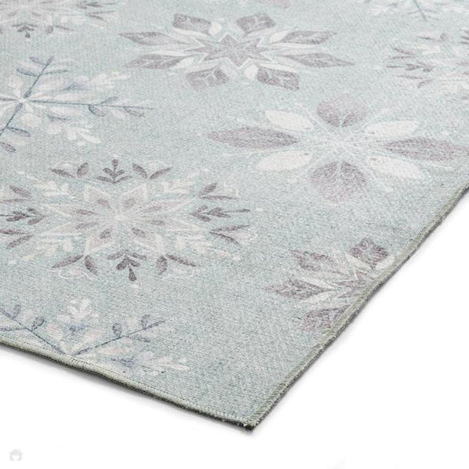 Washable Christmas Snow Flakes Duck Egg Flatweave Rug-Think Rugs-Rug Love - The Most Loved Rug Store