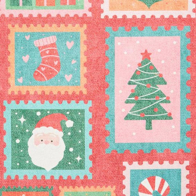 Washable Christmas Stamps Red Flatweave Rug-Think Rugs-Rug Love - The Most Loved Rug Store