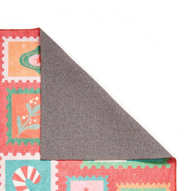 Washable Christmas Stamps Red Flatweave Rug-Think Rugs-Rug Love - The Most Loved Rug Store
