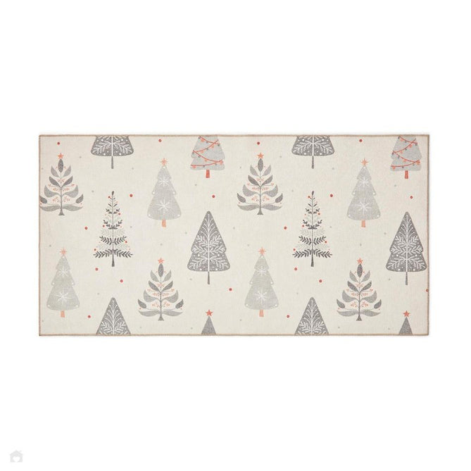 Washable Christmas Trees Grey/Beige Flatweave Rug-Think Rugs-Rug Love - The Most Loved Rug Store