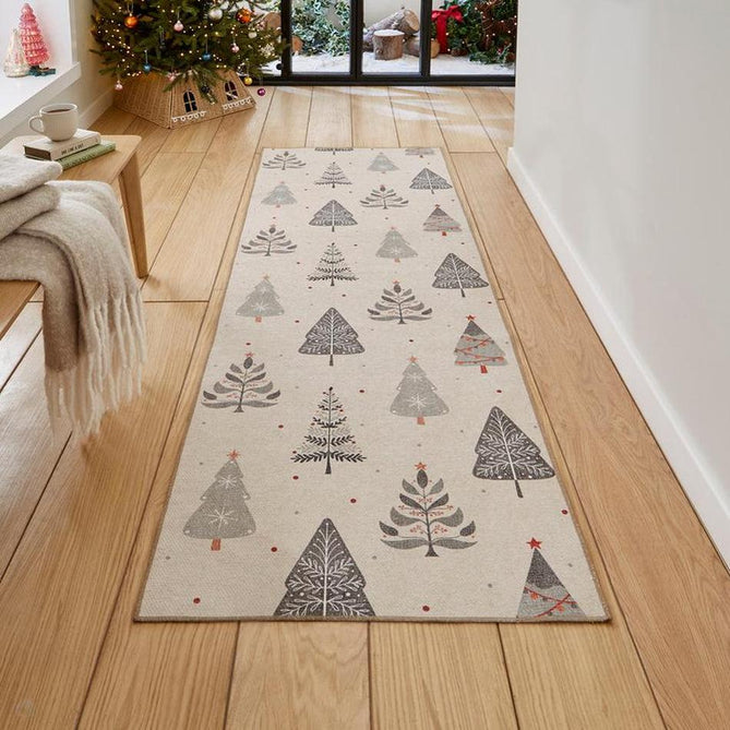 Washable Christmas Trees Grey/Beige Flatweave Rug-Think Rugs-Rug Love - The Most Loved Rug Store