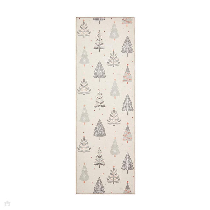 Washable Christmas Trees Grey/Beige Flatweave Rug-Think Rugs-Rug Love - The Most Loved Rug Store