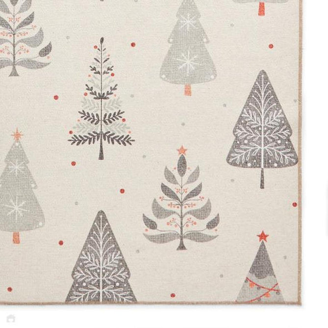 Washable Christmas Trees Grey/Beige Flatweave Rug-Think Rugs-Rug Love - The Most Loved Rug Store