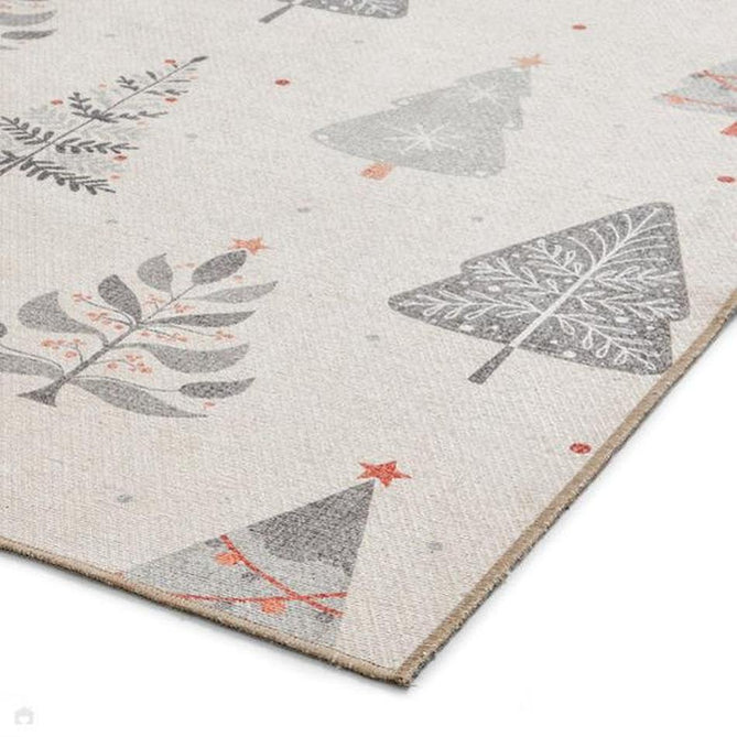Washable Christmas Trees Grey/Beige Flatweave Rug-Think Rugs-Rug Love - The Most Loved Rug Store
