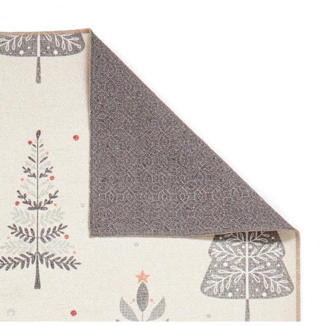 Washable Christmas Trees Grey/Beige Flatweave Rug-Think Rugs-Rug Love - The Most Loved Rug Store
