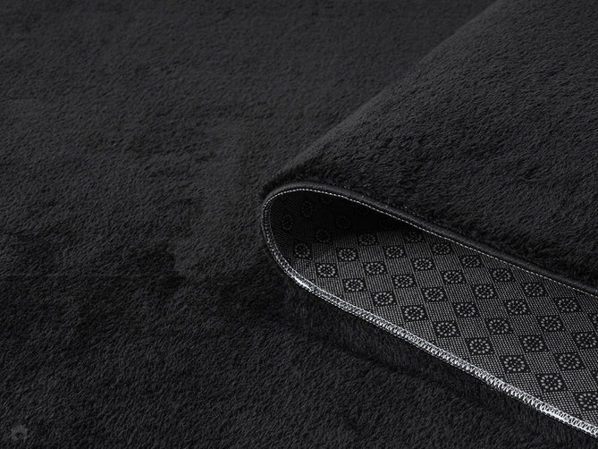 Washable Comfy Plain CMF00 Black Round Rug