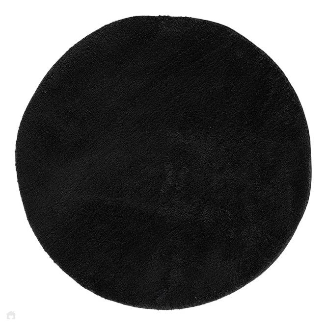 Washable Comfy Plain CMF00 Black Round Rug