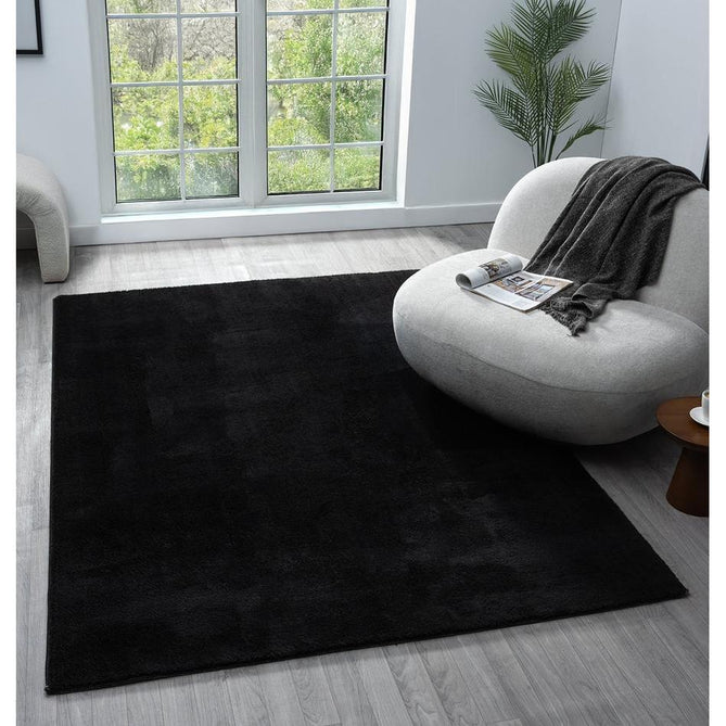 Washable Comfy Plain CMF00 Black Rug-Desire Rugs-Rug Love - The Most Loved Rug Store