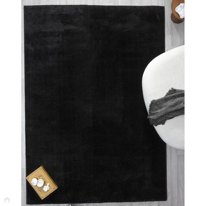 Washable Comfy Plain CMF00 Black Rug-Desire Rugs-Rug Love - The Most Loved Rug Store