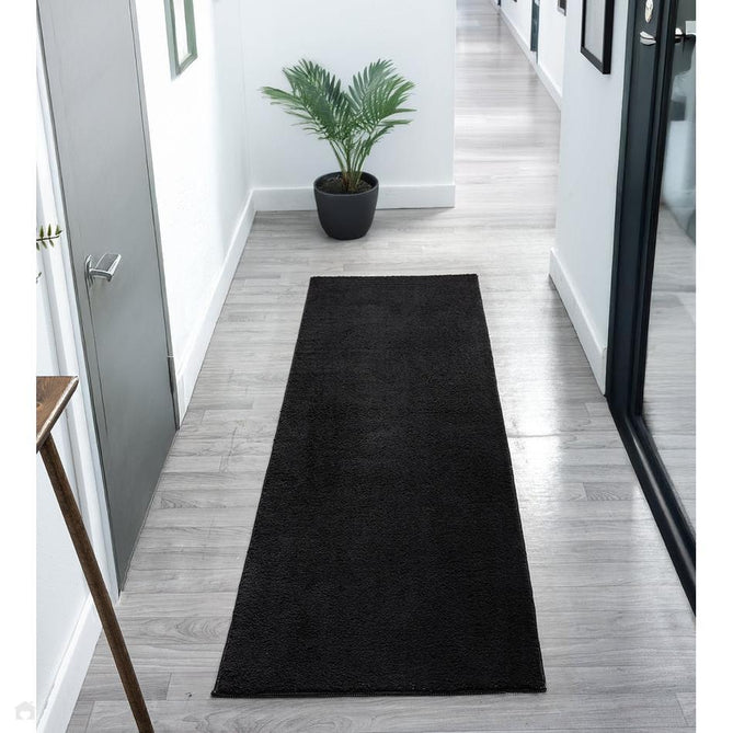Washable Comfy Plain CMF00 Black Rug-Desire Rugs-Rug Love - The Most Loved Rug Store