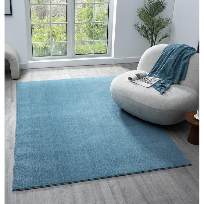 Washable Comfy Plain CMF00 Blue Rug