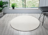 Washable Comfy Plain CMF00 Cream Round Rug