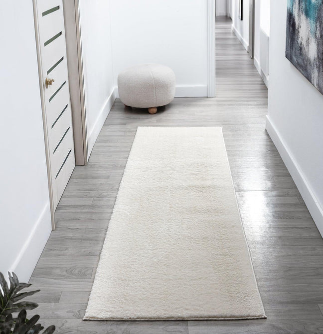Washable Comfy Plain CMF00 Cream Runner-Desire Rugs-Rug Love - The Most Loved Rug Store