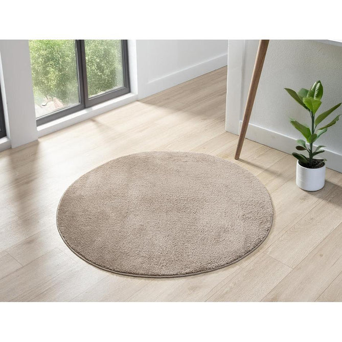 Washable Comfy Plain CMF00 Dark Beige Round Rug-Desire Rugs-Rug Love - The Most Loved Rug Store