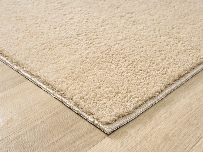 Washable Comfy Plain CMF00 Light Beige Round Rug