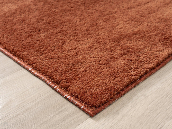 Washable Comfy Plain CMF00 Terracotta Round Rug