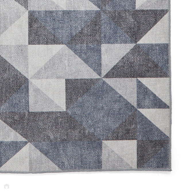 Washable Coral H1057 Modern Geometric Lightweight Printed Polyester Flatweave Blue/Grey Runner-Think Rugs-Rug Love - The Most Loved Rug Store